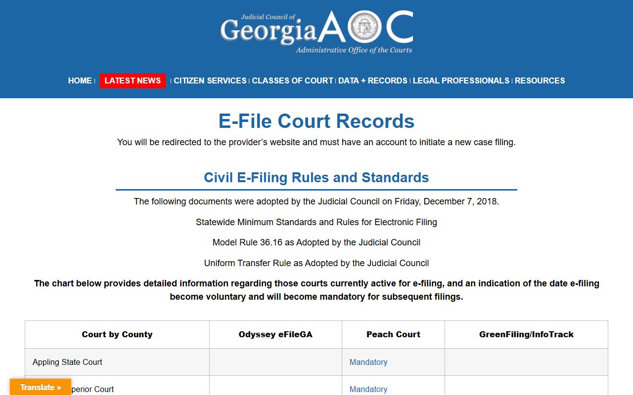 Jenkins County Clerk of Superior Court e-file court records
