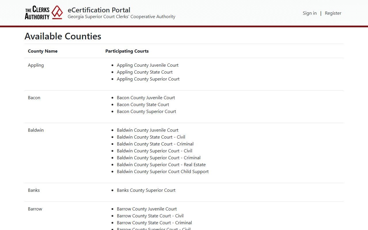 Jenkins County Clerk of Superior Court digital certified documents