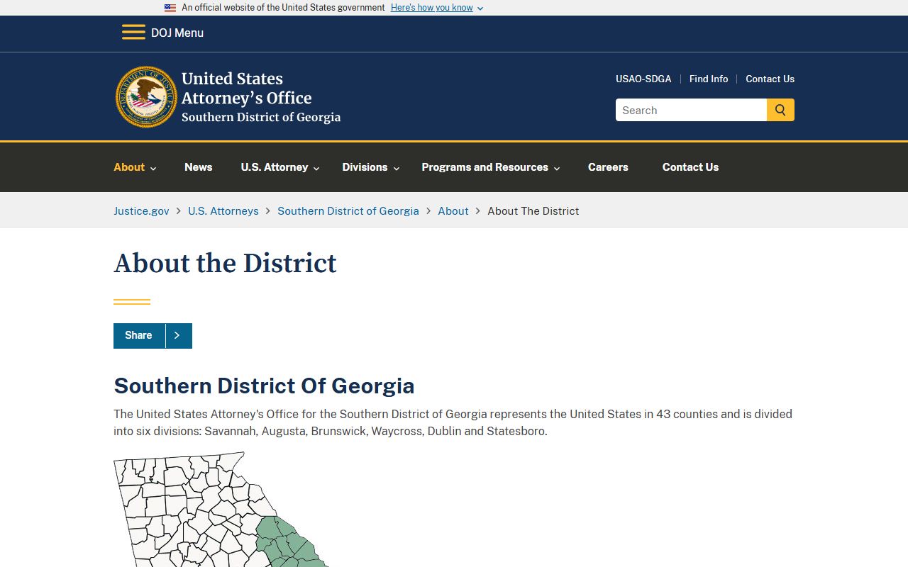 Jenkins County court dockets U.S. Attorney Southern District of Georgia