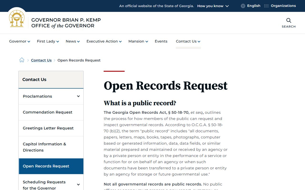 Jenkins County court records Georgia Open Records Act request guidance