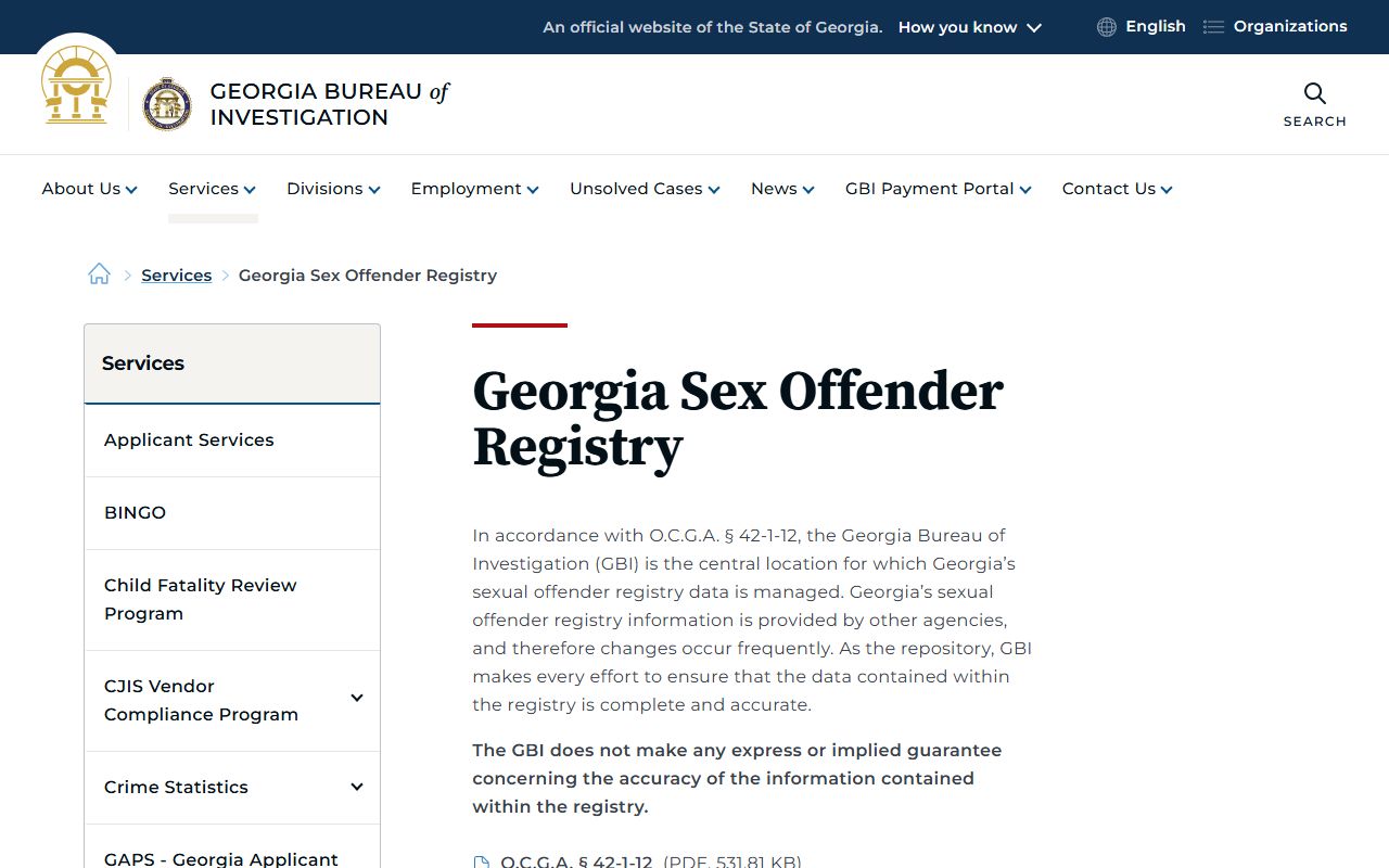 Jenkins County criminal court records GBI sex offender registry information