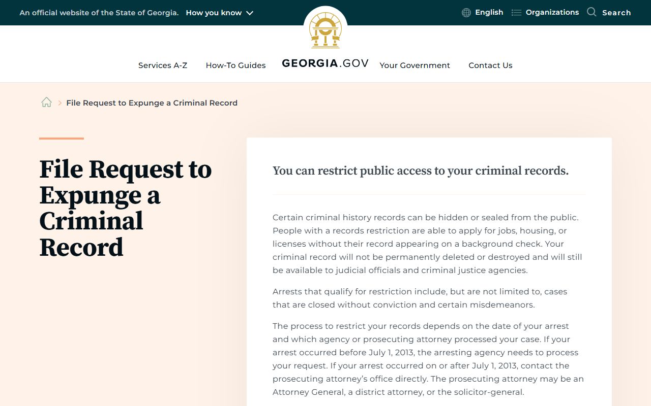 Jenkins County criminal court records Georgia record restriction guide