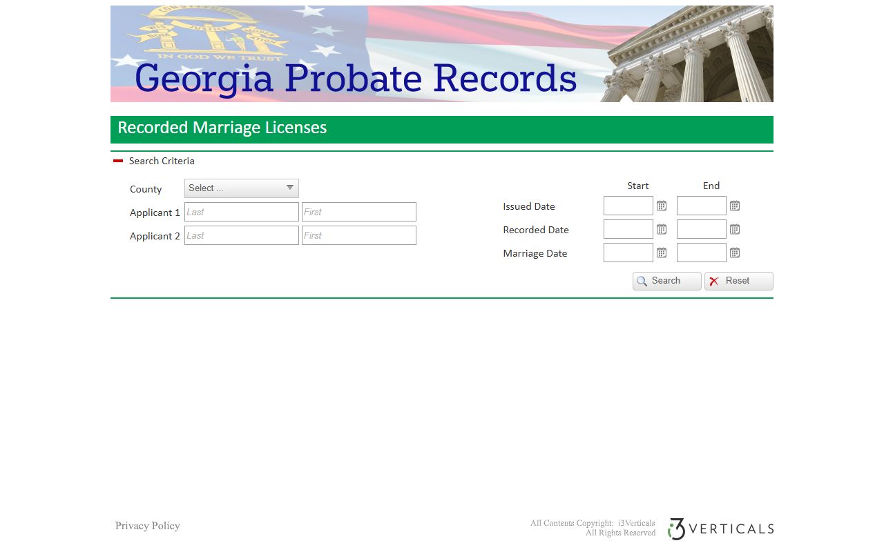Jenkins County marriage records search fields