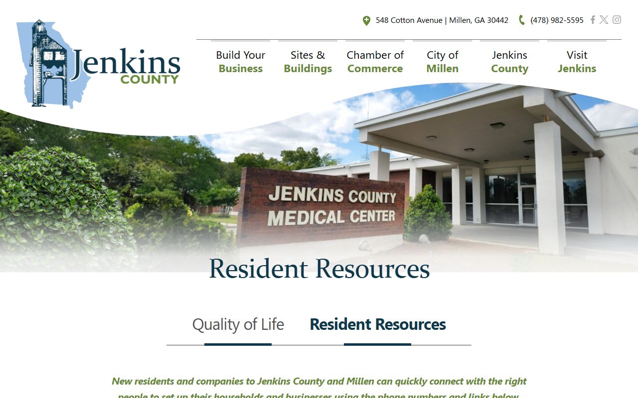 Jenkins County resident resources page with law enforcement contact information
